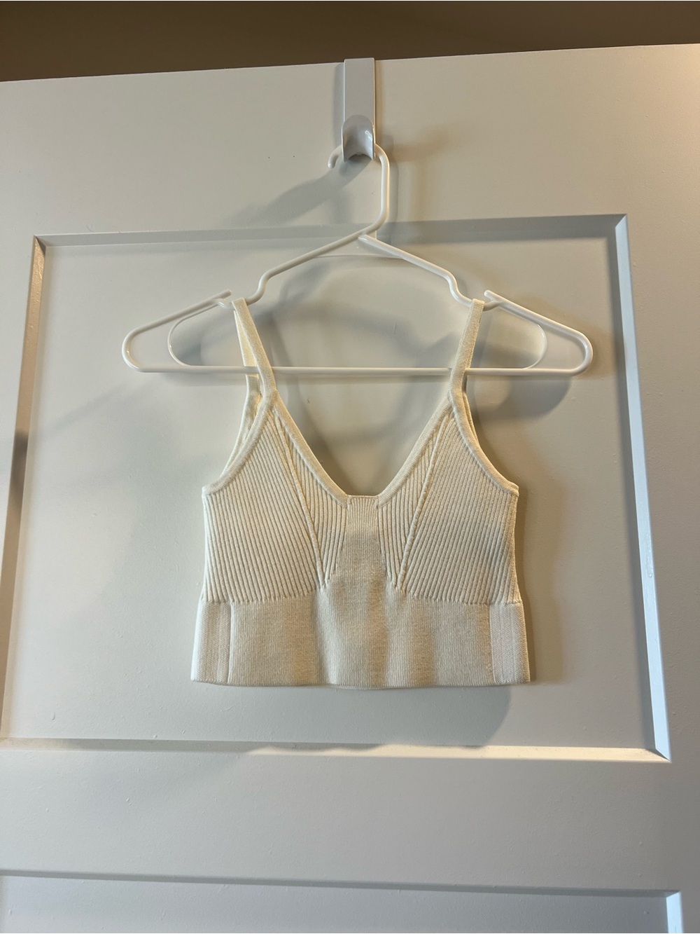 Ivy Park Cream Knit V-Neck Cropped Tank